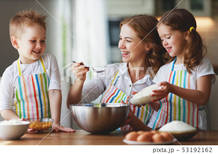 happy family in kitchen. mother and children 53192162