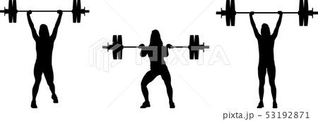 girl in three different poses weight lifting. girl 53192871