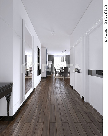 Hallway corridor in bright white colors with doors Hallway corridor in bright white colors with doors 53193328