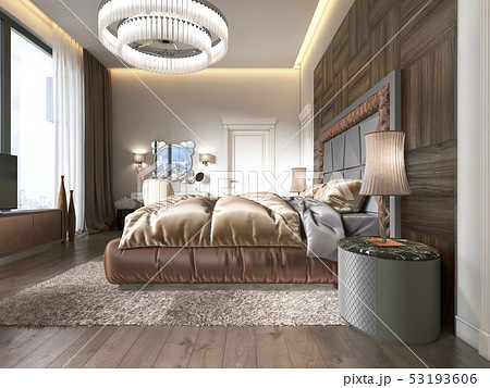 Luxurious bedroom in modern style with large 53193606