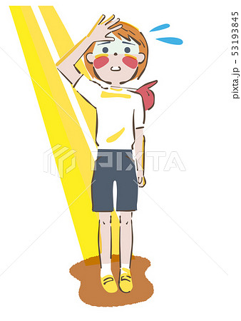熱中症 太陽の日差しを遮る少女 イラストのイラスト素材