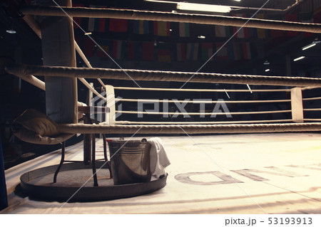 equipments in a corner of boxing ring equipments in a corner of boxing ring 53193913