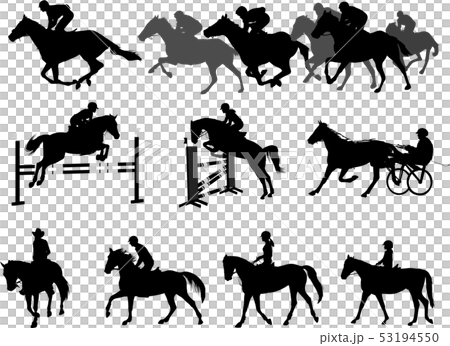 riding horses silhouettes set. equestrian sport 53194550