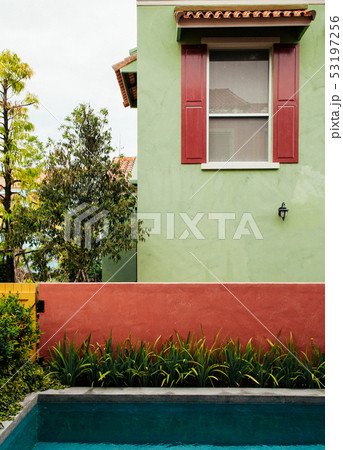 Colourful Mediterranean style building with Colourful Mediterranean style building with 53197256