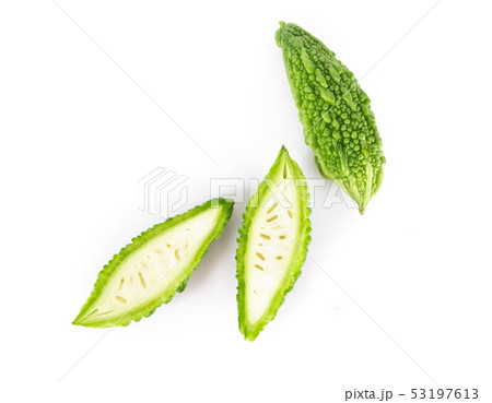 Fresh Bitter gourd isolated on white background 53197613
