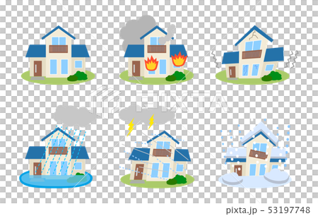 Vector illustration set of houses in disaster 53197748