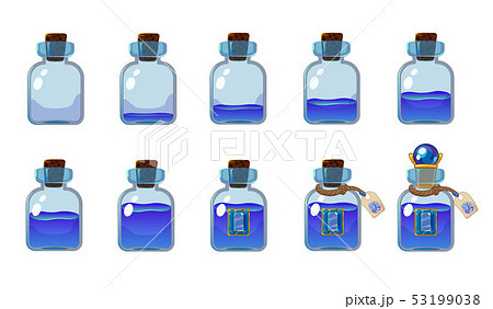 Set of different states of bottle with blue Set of different states of bottle with blue 53199038