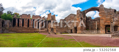 Roman ruins panoramic Grandi Terme area in Villa Adriana or Hadrians Villa archaeological site of 53202568