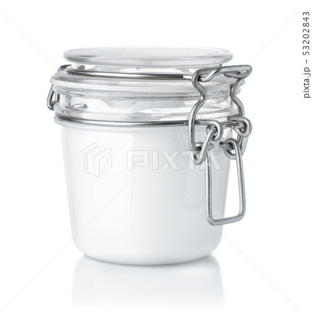 Front view of glass cosmetic cream jar Front view of glass cosmetic cream jar 53202843
