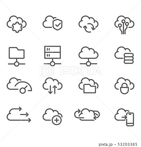 Cloud computing line icons set - data sync, Cloud computing line icons set - data sync, 53203365