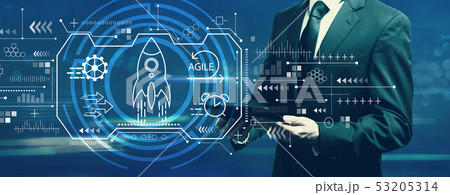 Agile concept with businessman Agile concept with businessman 53205314