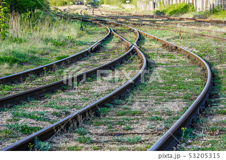 railroad interchange in the industrial area, weave rail 53205315