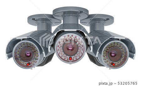 Security surveillance cameras, 3D rendering 53205765