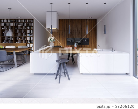 Bright kitchen contemporary style overlooking the 53206120