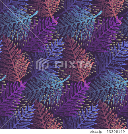 Deep magic pattern with tropical fern leaves 53206149