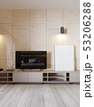 Modern TV stand with shelves and a TV over on the 53206288