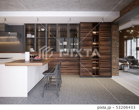 Modern design kitchen interior in contemporary Modern design kitchen interior in contemporary 53206433