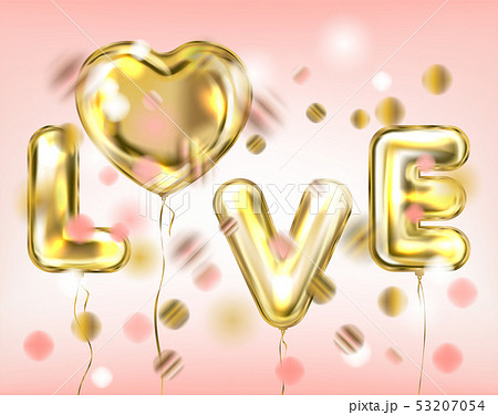 Sweet Pink Love lettering by foil golden balloons 53207054