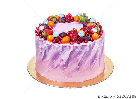 Decorative fruit cake for a holiday woman. 53207288