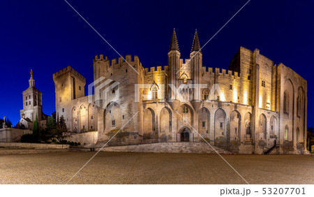 Avignon. Provence. Panorama of the papal palace at night. Avignon. Provence. Panorama of the papal palace at night. 53207701