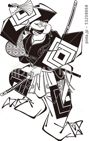 浮世絵　歌舞伎役者　その49　白黒 53208668