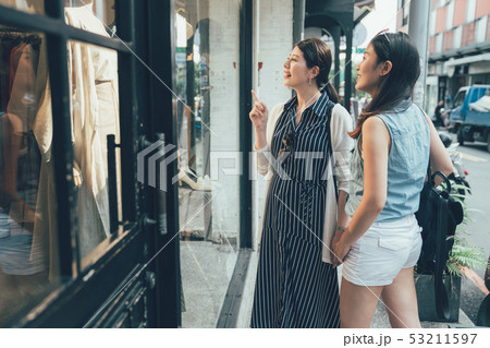 shopping time with friends young local women shopping time with friends young local women 53211597