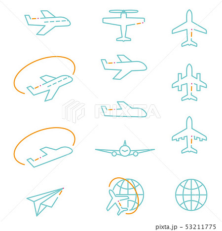 Line Drawing Icon Airplane Of 3 Colors Stock Illustration