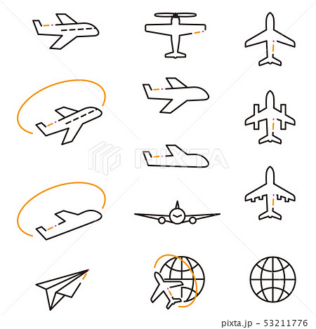 Three Color Line Drawing Icon Airplane Black Stock Illustration