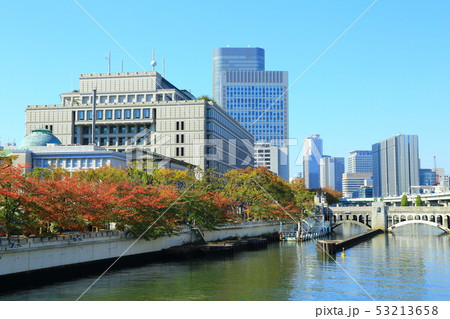 大阪中之島 青空と紅葉風景 大阪中之島 青空と紅葉風景 53213658