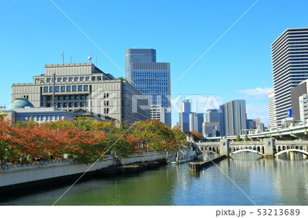 大阪中之島 青空と紅葉風景 大阪中之島 青空と紅葉風景 53213689