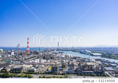 三重県　四日市　石油化学コンビナート　工場風景 　俯瞰 53214000