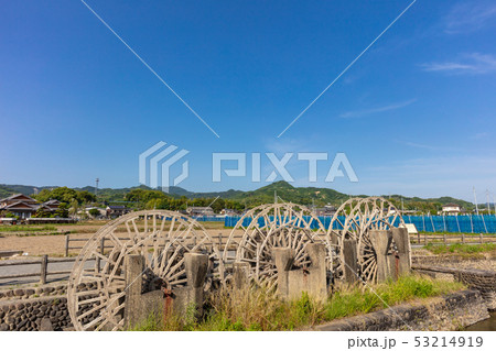 オフシーズンの三連水車 福岡県朝倉市 シーズンオフ の写真素材