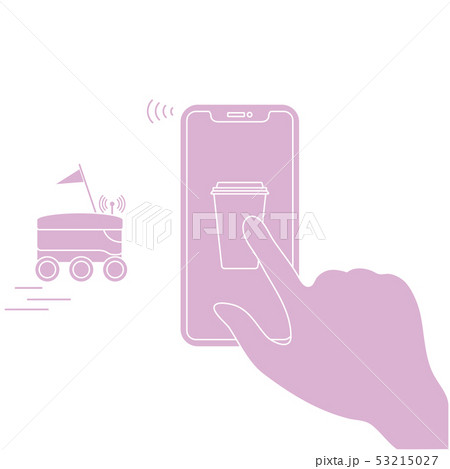 Order in smart phone app, delivery with robot Order in smart phone app, delivery with robot 53215027