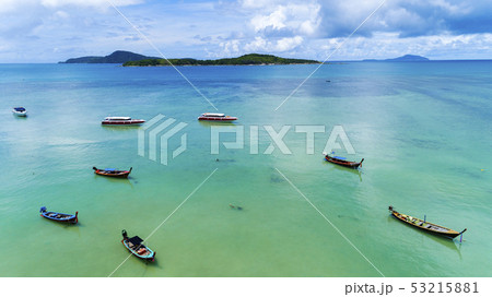 Aerial View of Thai traditional longtail fishing 53215881