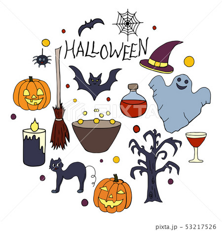 Set of hand drawn elements for halloween party on 53217526