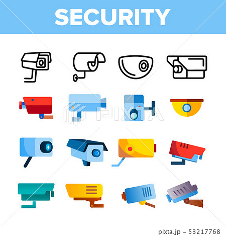 Modern Security Cameras Vector Color Icons Set Modern Security Cameras Vector Color Icons Set 53217768