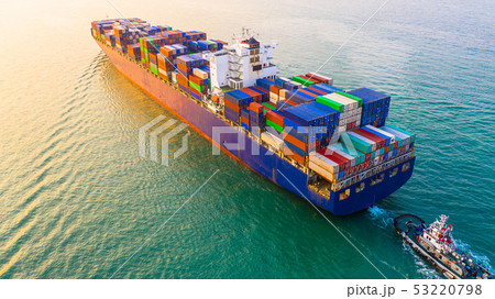 Container ship sailing through the ocean, Business 53220798