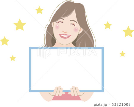 ホワイトボードを持つ女性 11 ホワイトボードを持つ女性 11 53221005