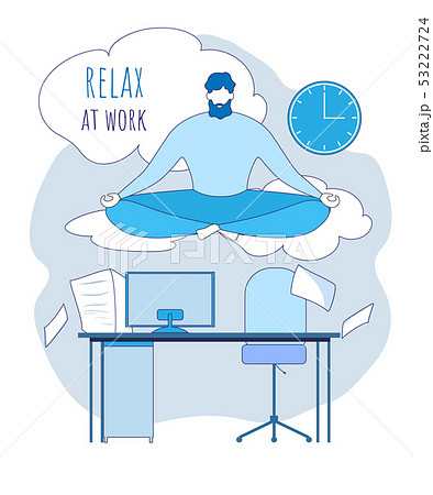 Cartoon Office Worker Meditate under Workplace Cartoon Office Worker Meditate under Workplace 53222724