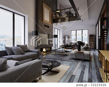 Luxury duplex loft-style apartment, contemporary 53223426
