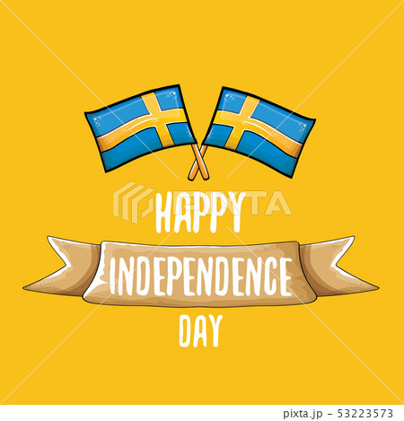 sweden indepedence day celebration banner or poster with greeting text and swedish flag. vector sweden indepedence day celebration banner or poster with greeting text and swedish flag. vector 53223573