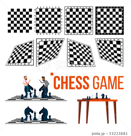 Chessboard And Character Game Player Set Vector Chessboard And Character Game Player Set Vector 53223681