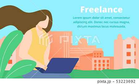 Freelance Online Job, Girl Artist Work with Laptop 53223692