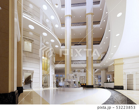 The lobby of the five-star hotel in a modern style The lobby of the five-star hotel in a modern style 53223853