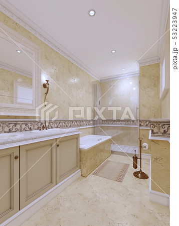 Interior of a modern bathroom, classic design.のイラスト素材 [53223947] - PIXTA