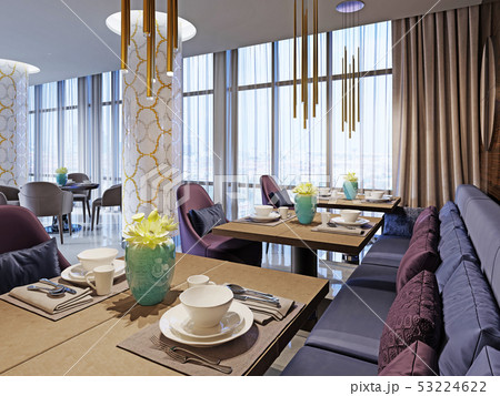 Interior of cozy restaurant. Contemporary design 53224622