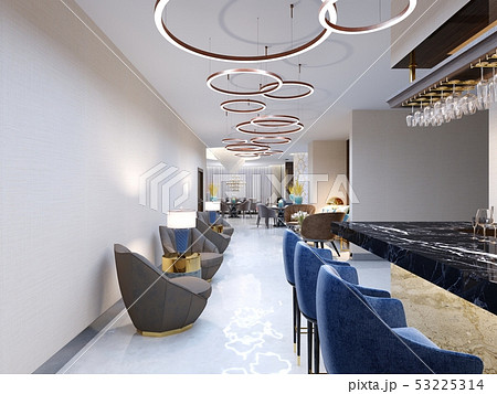 A modern reception area with large upholstered A modern reception area with large upholstered 53225314