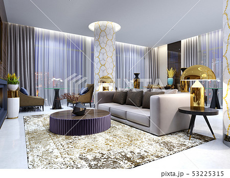 Reception and lounge area in hotel, Luxury sofa 53225315