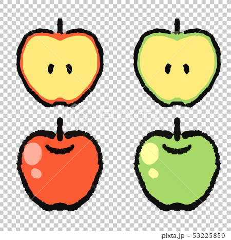 赤りんごと青りんごのイラストのイラスト素材