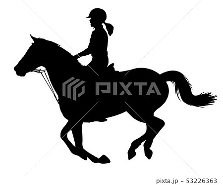 young woman riding a horse silhouette 53226363